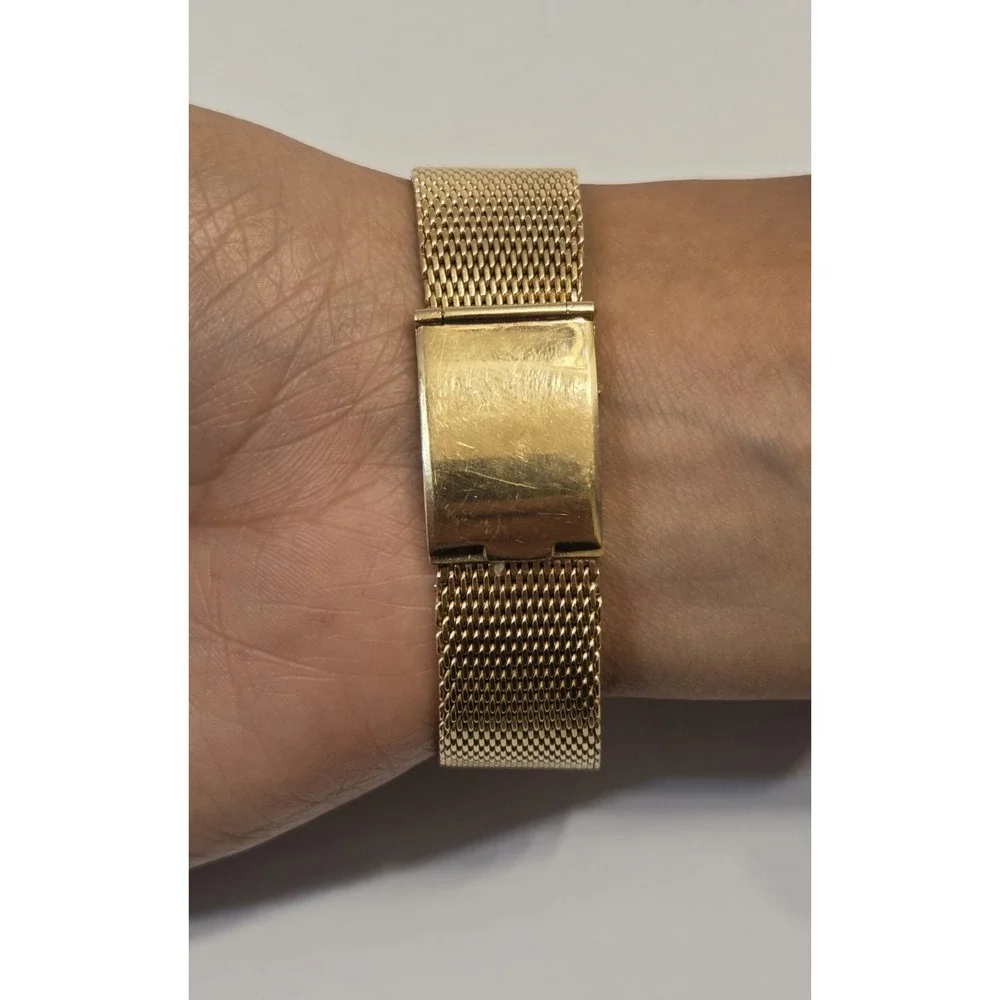 Vintage Lucien Piccard Solid 14k Gold Men's 33mm Manual Watch & Band